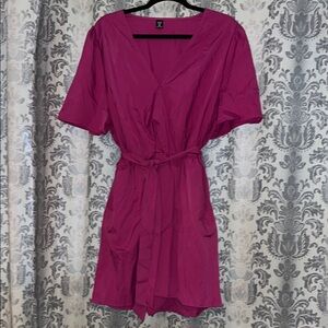 NWOT Hot Pink Romper with Belt